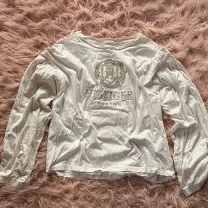 Tommy Hilfiger Cream Long Sleeve Top with Logo